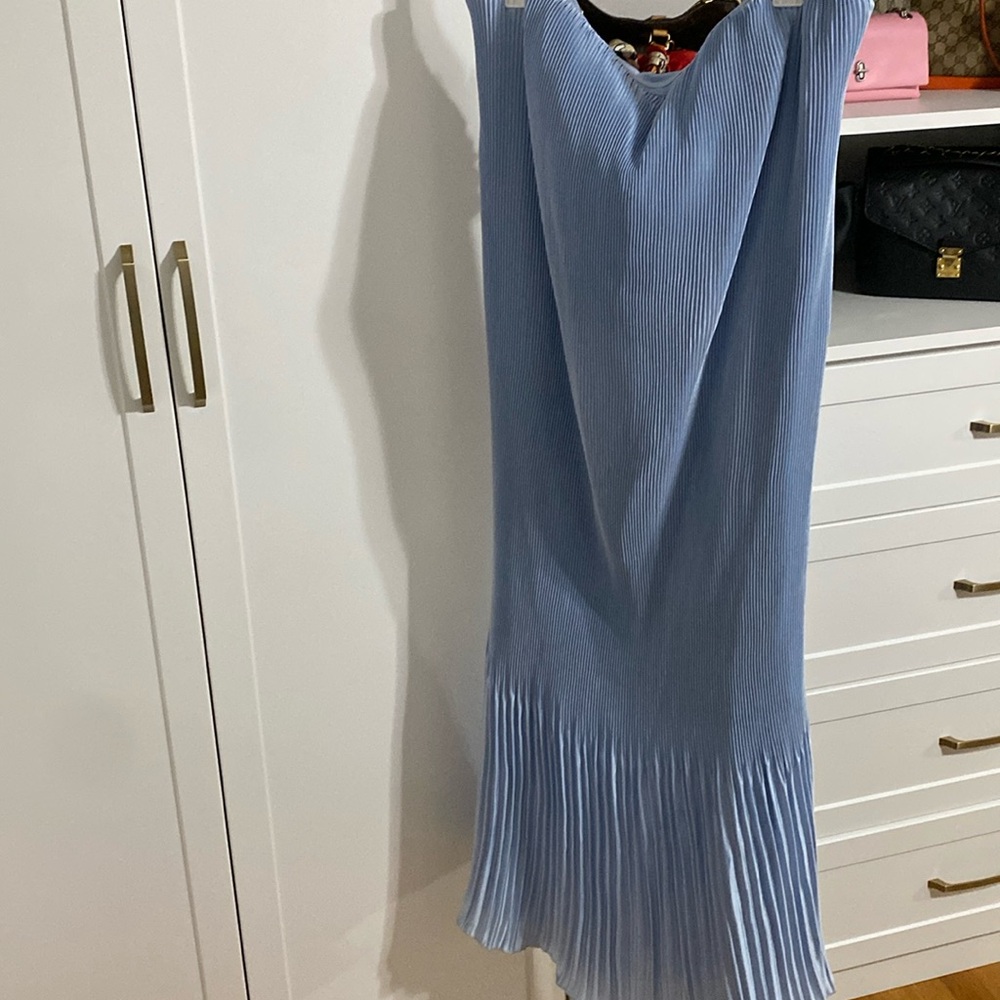 Baby blue pleated midi dress
